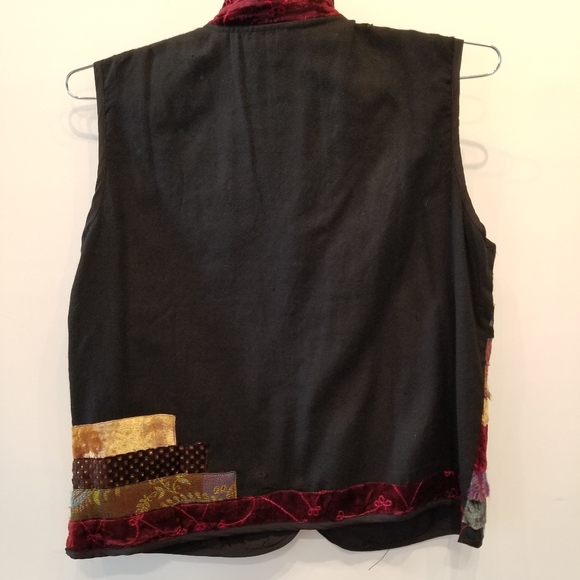 Retro Look Vest Top  Mixed Fabric Cropped Sleeveless Vest M - Picture 7 of 9